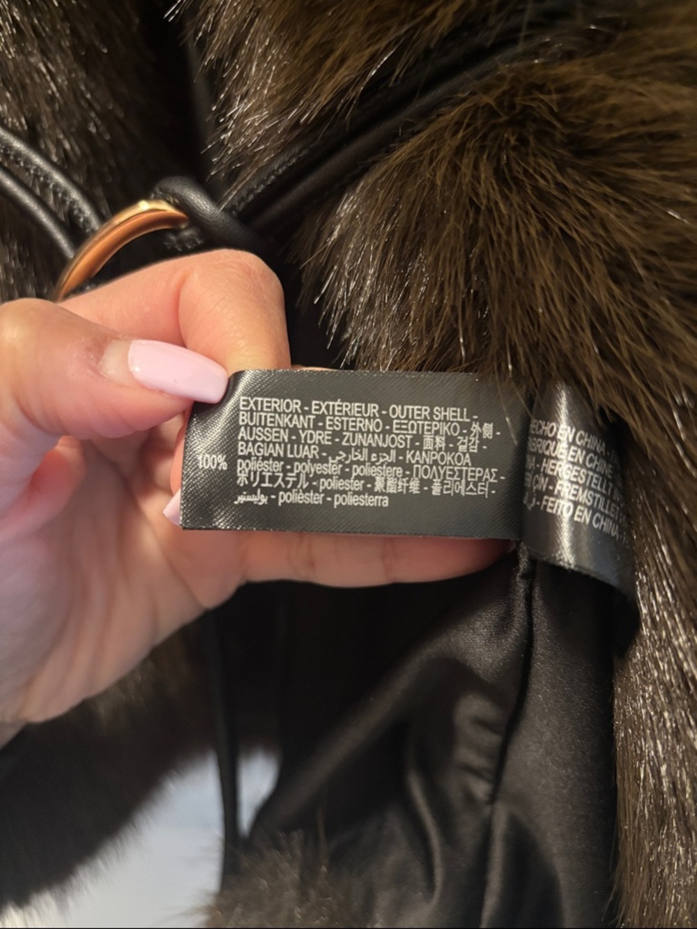 Zara Chocolate Brown Faux Fur Coat with Belt - Picture 6 of 6